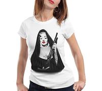 style3 Marilyn Monja Camiseta para Mujer T-Shirt USA gángster Monroe, Color:Blanco, Talla: