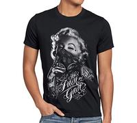 style3 Marilyn Tattoo 'No Pain' Camiseta para Hombre T-Shirt Rock Monroe tatuar USA, Talla: