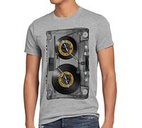 style3 Nonstop Play Camiseta para Hombre T-Shirt Casete Impreso Foto Turntable Disco, Talla:, Color:Gris Brezo