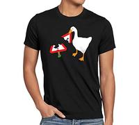 style3 Pánico de los Gansos Camiseta para Hombre T-Shirt Ganso oca Videojuego, Talla:, Color:Negro
