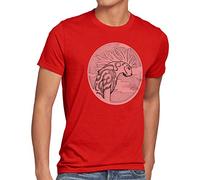 style3 Punto Espíritu del Bosque Camiseta para Hombre T-Shirt Lobo Princesa Anime, Talla:XL, Color:Rojo
