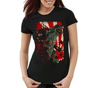 style3 Retro Japón Gojira Camiseta para Mujer T-Shirt Kaiju God-Zilla, Talla: