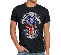 style3 Rocker Skull Camiseta para Hombre T-Shirt Estados Unidos Calavera, Talla:, Color:Negro