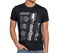 style3 Sable de luz Cianotipo Camiseta para Hombre T-Shirt Jedi Espada láser, Talla:5XL, Color:Negro