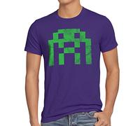 style3 Sheldon Alien Invader Camiseta para Hombre T-Shirt, Talla:L;Color:Lila
