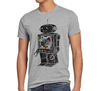style3 Sheldon Carta de Ajuste Robot Camiseta para Hombre T-Shirt, Talla:, Color:Gris Brezo