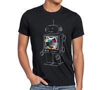 style3 Sheldon Carta de Ajuste Robot Camiseta para Hombre T-Shirt, Talla:XL;Color:Blanco