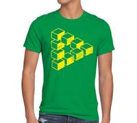 style3 Sheldon Cubo Camiseta para Hombre T-Shirt Escher triángulo, Talla:L;Color:Verde
