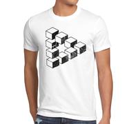 style3 Sheldon Cubo Camiseta para Hombre T-Shirt Escher triángulo, Talla:M;Color:Blanco