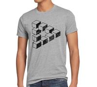 style3 Sheldon Cubo Camiseta para Hombre T-Shirt Escher triángulo, Talla:XL;Color:Gris Brezo