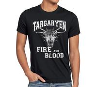 style3 Targaryen - Fire and Blood College Camiseta para Hombre T-Shirt, Talla:, Color:Negro