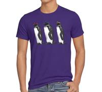 style3 Tres Pingüinos Camiseta para Hombre T-Shirt Sheldon, Talla:, Color:Morado