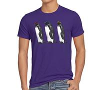 style3 Tres Pingüinos Camiseta para Hombre T-Shirt Sheldon, Talla:XL;Color:Morado
