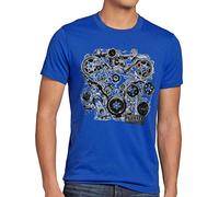 style3 Tubo Vintage Camiseta para Hombre T-Shirt v8 Motor Sound, Talla:L;Color:Azul