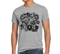 style3 Tubo Vintage Camiseta para Hombre T-Shirt v8 Motor Sound, Talla:L;Color:Gris Brezo