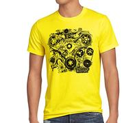 style3 Tubo Vintage Camiseta para Hombre T-Shirt v8 Motor Sound, Talla:XL;Color:Amarillo