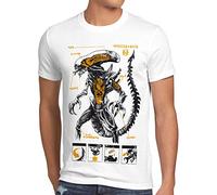 style3 Xenomorfo Camiseta para Hombre T-Shirt Ripley Alien alienígena, Talla:, Color:Blanco