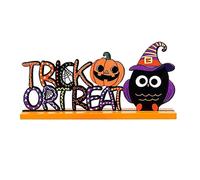 (style3194) Letrero de centro de mesa de madera con diseño de bruja de Halloween, adornos de mesa para