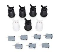 Stylebest 7 Uds. Botones Happ Botones Conmutables Sensibles de 30mm para Controladores Arcade1up Personalizados, Blanco y Negro, Material ABS
