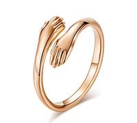 Stylebest Anillo Ajustable con Manos Abrazadas, Plata de Ley con Manos de Abrazo de Amor, Joyería de Bucle Abierto para Mujeres y Hombres, con Uso Cómodo y Acabado Chapado en Platino, para (oro)