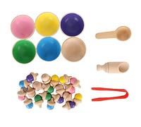 Stylebest Bellotas de Juguetes de Clasificación de Colores de Madera para el Desarrollo de Habilidades de Conteo en Niños en Edad Preescolar, 20 Bellotas, 6 Tazas, Material Ecológico