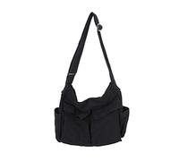 Stylebest Bolso Bandolera de Lona Vintage, Bolso de Hombro de Gran Capacidad 31x40x15cm con Bolsillo Oculto y Correa Ajustable, para Escuela, Trabajo, Viajes, Camping, Compras (negra)