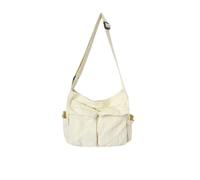Stylebest Bolso Bandolera de Lona Vintage, Bolso de Hombro de Gran Capacidad 31x40x15cm con Bolsillo Oculto y Correa Ajustable, para Escuela, Trabajo, Viajes, Camping, Compras (blanca)
