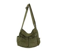 Stylebest Bolso Bandolera de Lona Vintage, Bolso de Hombro de Gran Capacidad 31x40x15cm con Bolsillo Oculto y Correa Ajustable, para Escuela, Trabajo, Viajes, Camping, Compras (verde)