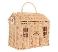 Stylebest Bolso de Ratán Tejido a Mano, Bolso de Hombro de Ratán con Forma de Casa con Correa Ajustable, Gran Capacidad para Viajes en la Playa Uso Diario