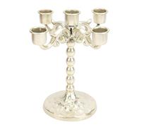 Stylebest Candelabro Cónico, Diseño Antiguo Decorativo de 5 Cabezales para Mesa Central, Hogar, Sala de Estar, Hierro Forjado Dorado