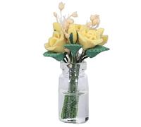 Stylebest Casa de Muñecas Modelo de Flor Rosa Amarilla para Decoración de Casa de Muñecas a Escala 1:12, Regalo en Miniatura para Coleccionistas