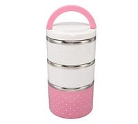 Stylebest Contenedor Térmico Apilable de Acero Inoxidable para Almuerzo, a Prueba de Fugas, Portátil para Fiestas de Preparación de Comidas, 3 Capas, 1,7 Libras (Rosada)