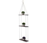 Stylebest Estante Colgante de Pared de Madera Vintage para Patio, Elegante Estante para Macetas para Sala de Estar, Decoración del Hogar, Madera Natural y Cuerda de Cáñamo (3 Capas)