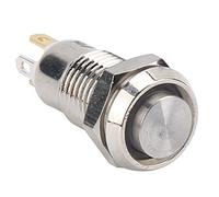 Stylebest Interruptor de Botón Impermeable de 8 Mm, Interruptor de Arranque Duradero de Acero Inoxidable para Uso en Equipos de Baja Corriente (Blanco)