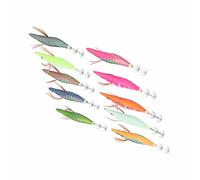 Stylebest Jigs de Calamar Luminosos, Juego de 10 Señuelos de Pesca Duros para Entusiastas de la Pesca en Aguas Profundas, Madera de 145 Mm y Acero Inoxidable