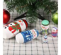 Stylebest Juego de 5 Muñecas Navideñas Anidadas, Muñecas Matryoshka de Madera Pintadas a Mano para Niños y Decoración del Hogar (muñeco de Nieve Grande)
