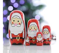 Stylebest Juego de 5 Muñecas Navideñas Anidadas, Muñecas Matryoshka de Madera Pintadas a Mano para Niños y Decoración del Hogar (Viejo Trompeta)