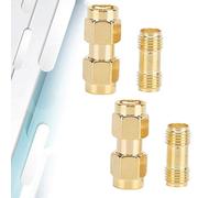 Stylebest Juego de Adaptadores SMA, Conectores Dorados de Doble Paso Duraderos, Macho a Macho y Hembra a Hembra, para Proyectos Electrónicos, 4 Piezas