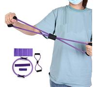 Stylebest Juego de Anillos de Pilates para Ejercicios en Casa con Bucle de Resistencia, Toalla de Látex, Cuerda Expansora de Pecho, 5 uds., Color Morado