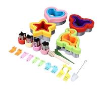 Stylebest Juego de Cortador y Sellador de Sándwich Formas Lindas para Niños Cocinando Diversión 21 Piezas Acero Inoxidable y Madera