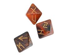 Stylebest Juego de Dados de Runas de 3 Uds, Astrología de 8 Caras, Aprendizaje de Colores Místicos para Adultos, Acrílico Duradero (Oro Negro)
