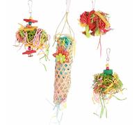 Stylebest Juego de Juguetes para Triturar Pájaros, Coloridos Juguetes para Masticar y Buscar Comida para Loros, Cacatúas, Seguros, No Tóxicos, Paquete de 4
