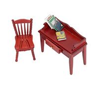 Stylebest Juego de Libros y Sillas de Escritorio en Miniatura, Juguetes Educativos para Casa de Muñecas 1/12, Aprendizaje Divertido y Creativo para Niños, 9,6x7,5x4,5 Cm