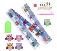 Stylebest Juego de Llaveros de Búho Pintado con Diamantes, Colgante Acrílico Colorido de 5 uds. Para Accesorios de Equipaje y Regalos, Proyecto Artesanal Divertido