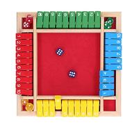 Stylebest Juego de Mesa de Dados de Madera para 4 Jugadores Divertido Juego de Aprendizaje de Matemáticas para Mesa Familiar Fiesta Material: Madera Tamaño: 8,7 X 8,7 X 1,4 Pulgadas (Fondo Rojo)