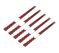 Stylebest Juego de Palillos de Madera Reutilizables Cómodo Diseño Antideslizante para Fiestas de Cocina Asiática Bodas Caoba Natural 5 Pares