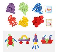 Stylebest Juego de Rompecabezas Educativo de Bloques Geométricos de Madera de 155 Piezas para Niños, Material Ecológico Seguro, Desarrolla Conocimientos sobre Formas y Habilidades Prácticas