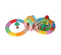 Stylebest Juego de Tren de Madera para Niños con Bloques de Construcción para Juego Imaginativo, 12 Vías de Plástico y 6 Vías de Madera para Mayores de 3 Años, Juguetes Educativos Coloridos