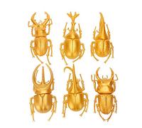 Stylebest Juguete Modelo de Insecto Escarabajo, Accesorios de Trucos de Halloween Espeluznantes y Realistas para Asustar a Amigos, PVC No Tóxico, Juego de 6 (6 escarabajos Dorados Grandes)