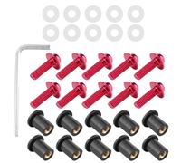 Stylebest Kit de 10 Arandelas de Tuercas para Pernos de Parabrisas de Motocicleta, Sujetadores Duraderos para Instalación de Parabrisas de Motocicleta, Negro o Plateado, Tamaño de Tornillo M5 (Roja)